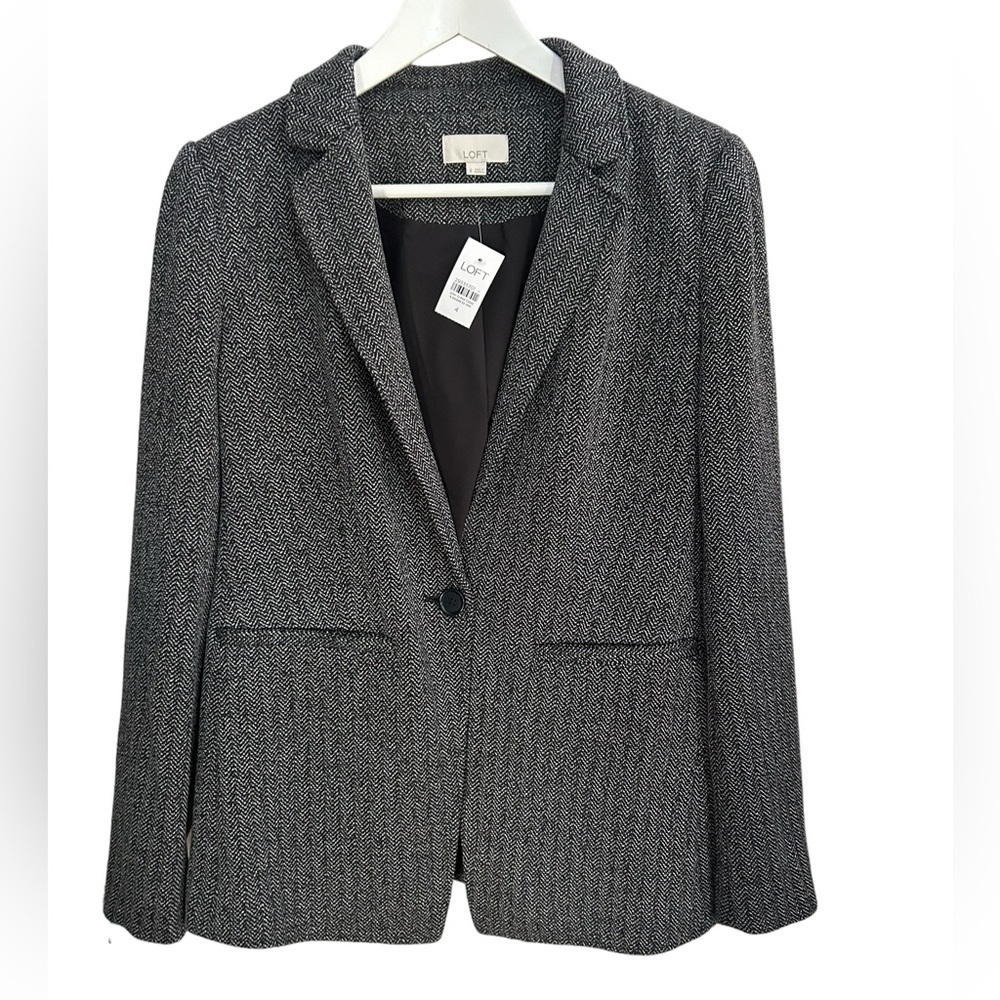 New Ann Taylor Loft Women’s Blazer Size 4 Black White BNWT Lined Career